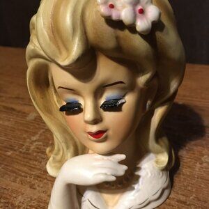 LEFTON LADY HEAD PLANTER VASE #2536